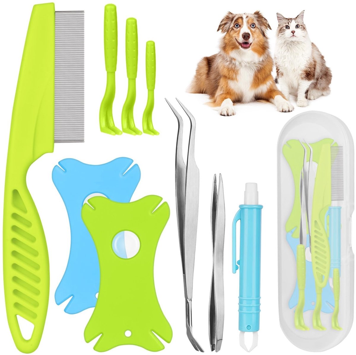 ONF3 - Tekenpincet - Tekenverwijderaar - Multifunctioneel en gebruiksvriendelijk - 10-pack - Inclusief vergrootglas - Geschikt voor honden en ka...