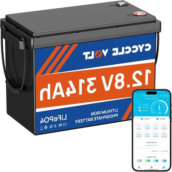 Lithium Batterij - LiFePO4 Accu - Energie Opslag - Bluetooth Monitoring - 314Ah 12V - Zwart