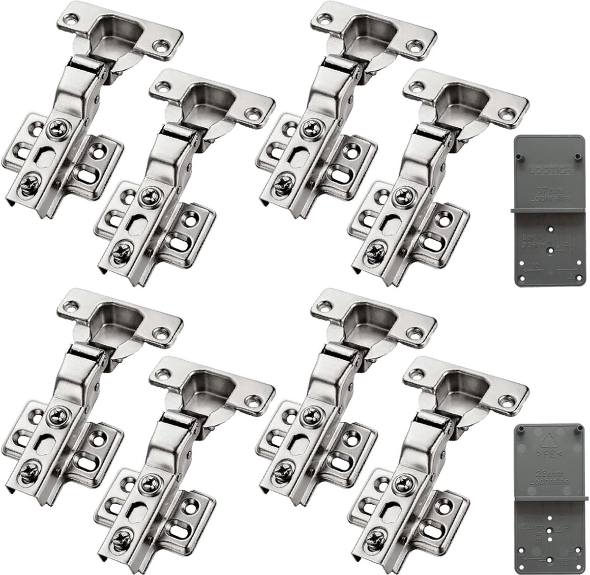 105° Vast Op Voorzijde Center Wanden 35mm Soft Close Scharnieren met Hydraulische Demper voor Keuken Kastdeur Automatische Scharnier Geïntegreerde Demping - Verpakking van 8 stuks