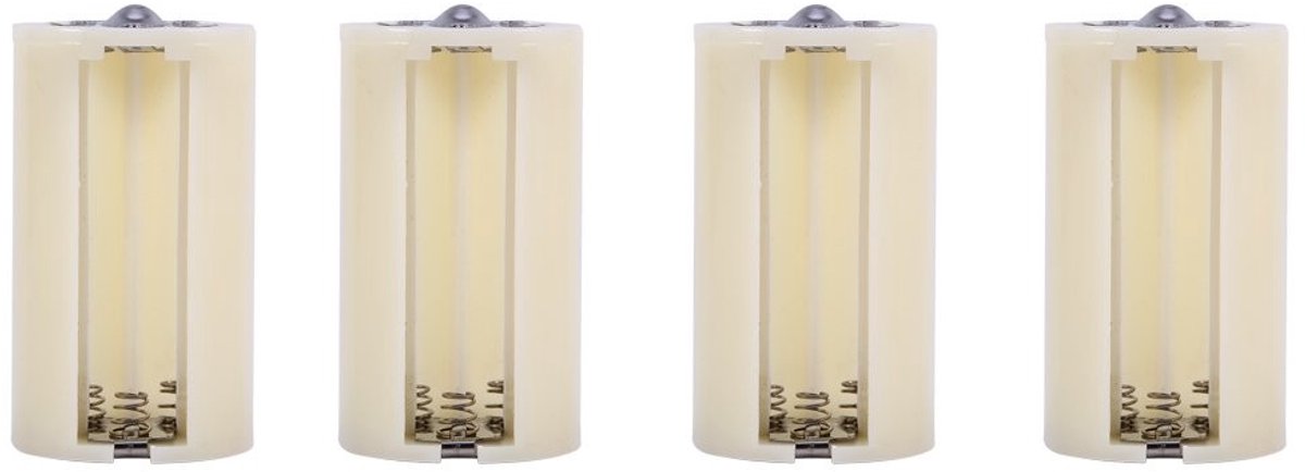Store_8 - Batterijconverter - 3 AA naar D-batterij - 4 Stuks - Wit - Batterijhouder - Ideaal voor diverse apparaten - Geschikt voor thuisgebruik