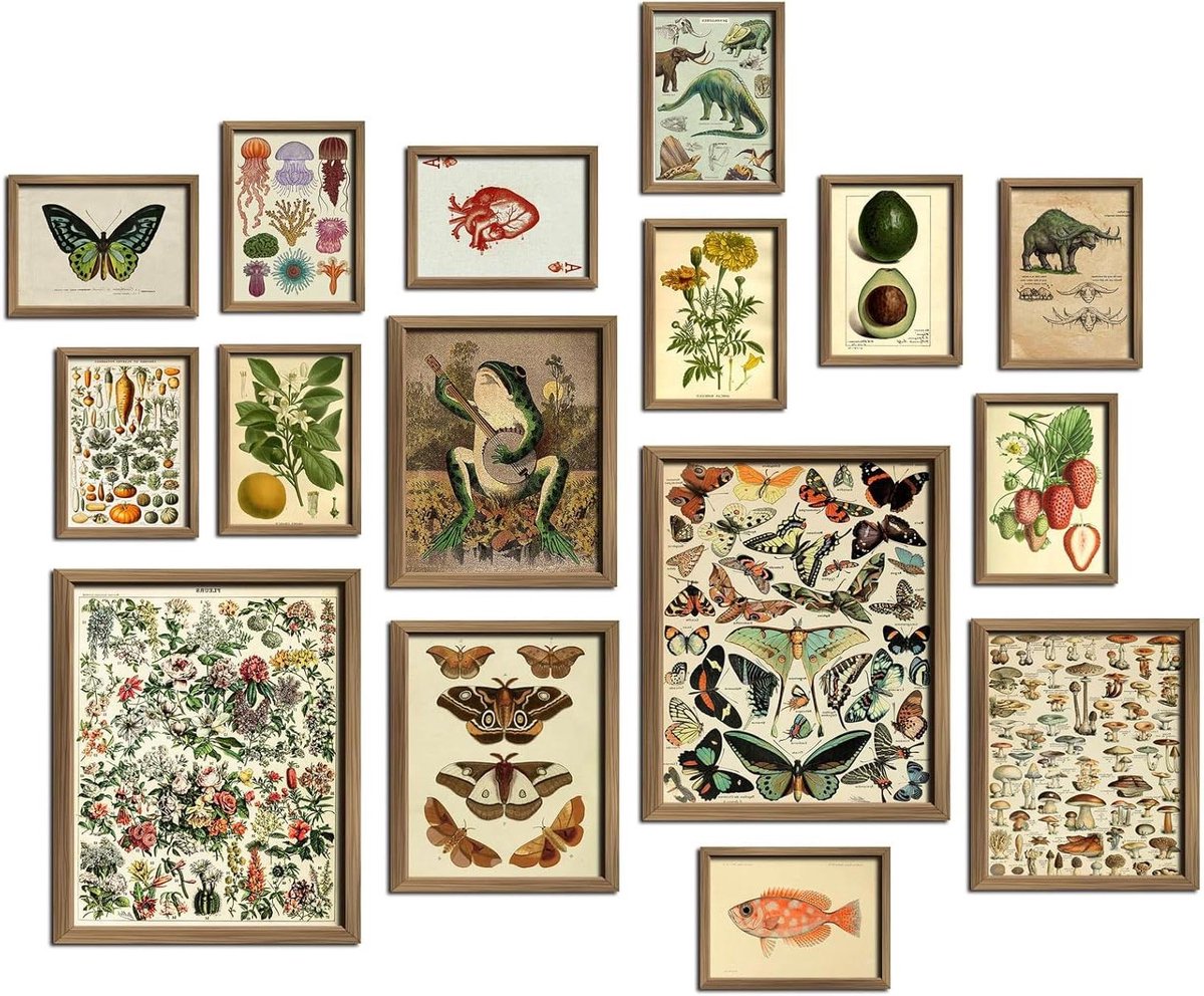 Wanddecoratie Set - Muurkunst Collage - Woonkamer Verfraaien - Klassieke Stijl Prints - 12"x15" Ingelijst - Drab