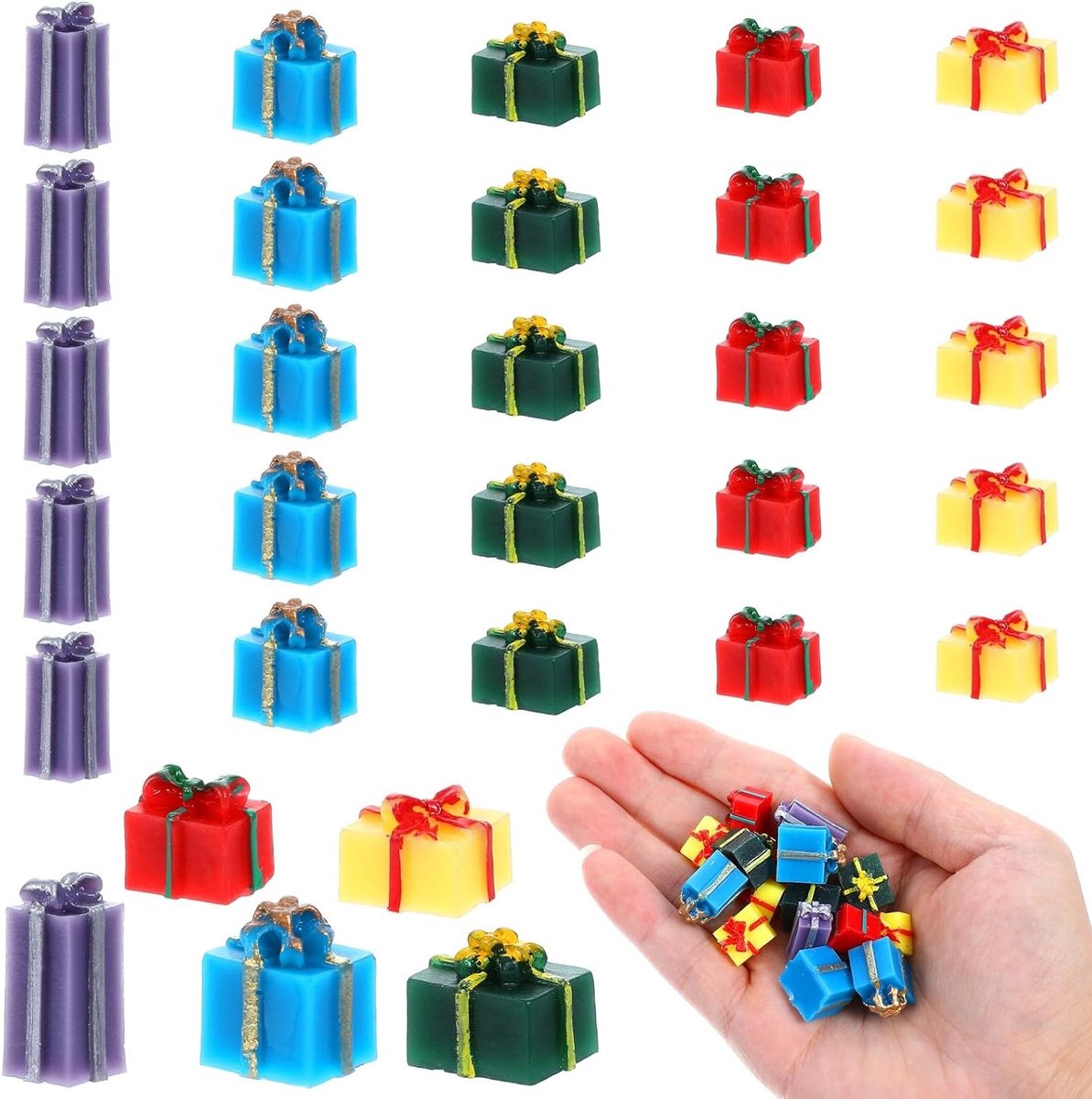 Kerstboom Mini Dozen Ornamenten, 25 Stuks Kerstdecoratie, Cadeaudozen, Gnome Decoraties, 2.5 cm Miniatuur Accessoires voor DIY Knutselprojecten