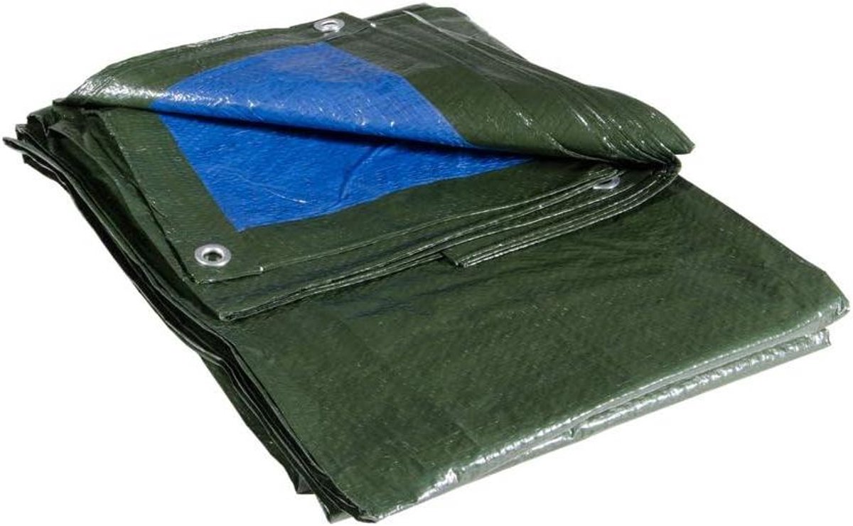 Afdekzeil - Zeil Plastic zeil - Bescherming van spullen - Waterdicht polyethyleen - 6x8 m - Blauw groen