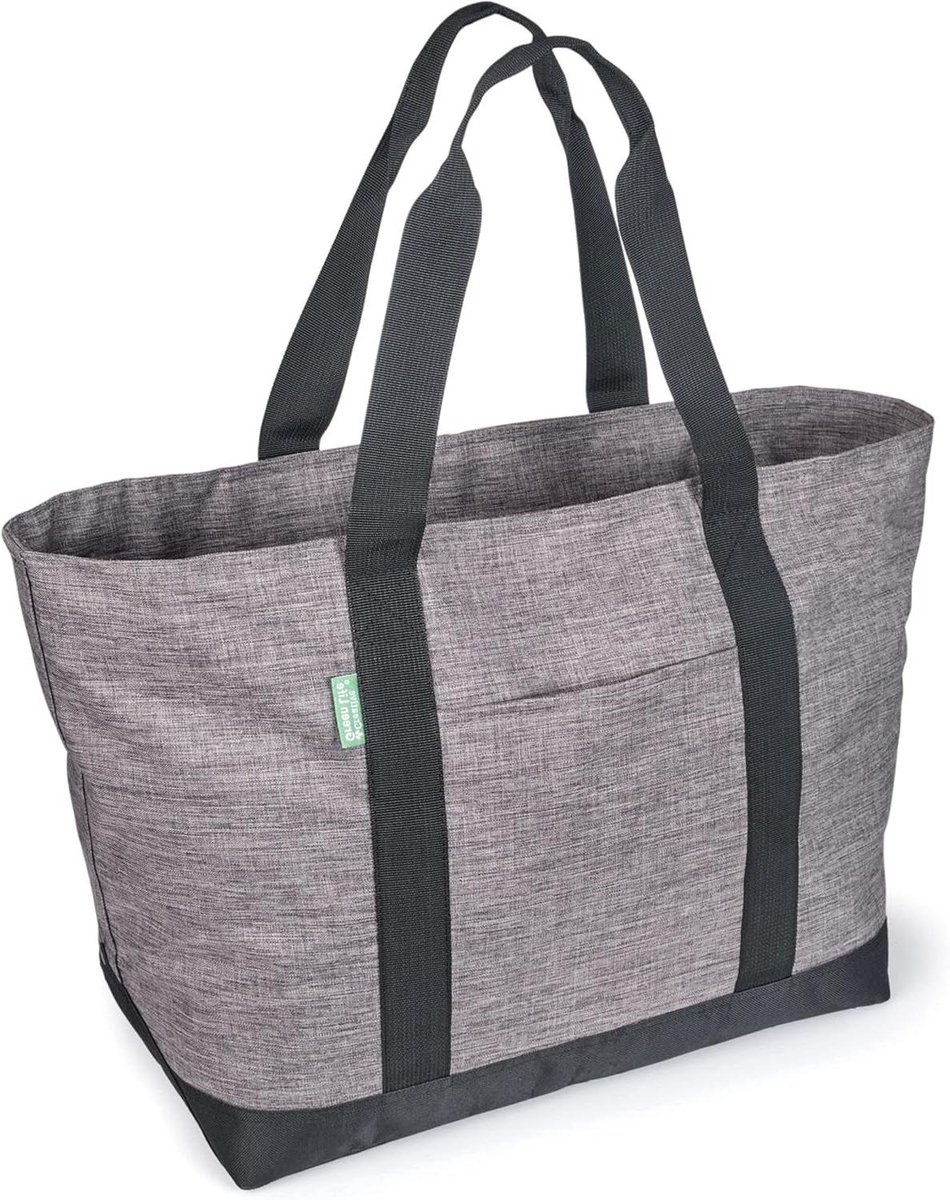 Oversized Tote Bag - Draagtas Werk School - Alles Meenemen - Waterbestendig Polyester - Grote Capaciteit - Denim/Roze of Grijs
