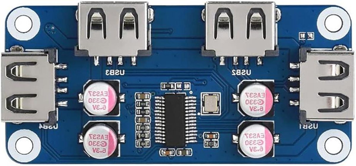 USB Hub HAT - USB Expander - Raspberry Pi Uitbreiding - Pogo Pin Ontwerp - 4 Poorten - Zwart