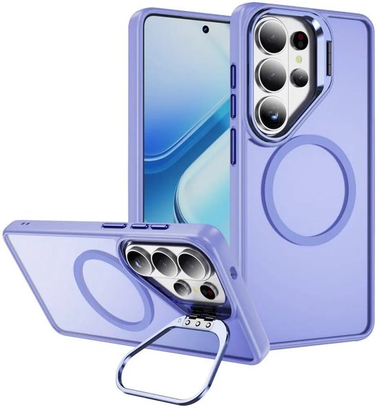 Hoesje Geschikt voor Samsung Galaxy S26 Ultra - Compatibel met MagSafe & Qi2 - Back Cover met Standaard - Camera Kickstand - Licht Paars