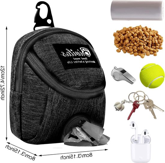 Praktische Poepzak Dispenser voor Honden, Voedselzak, Trainingszak en Snackzak voor Wandelen en Training (Zwart) — afbeelding 5