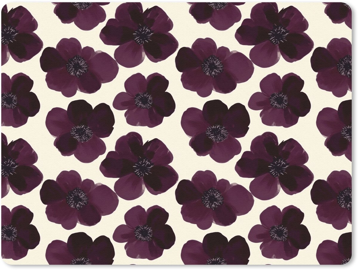 Muismat 12x10 cm - Mousepad Bloemen - Aquarel - Paars - Muismatten