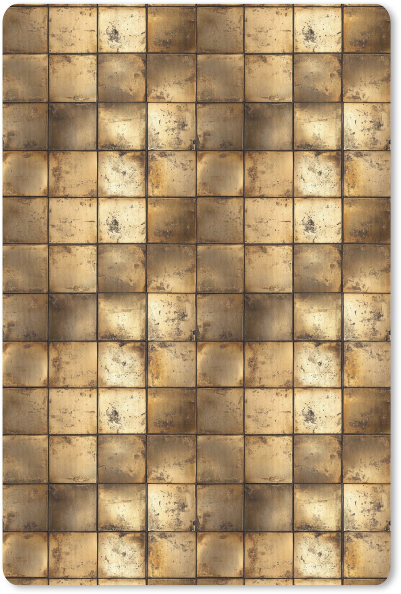 Muismat 13x20 cm - Mousepad Geometrisch - Tegels - Goud - Muismatten