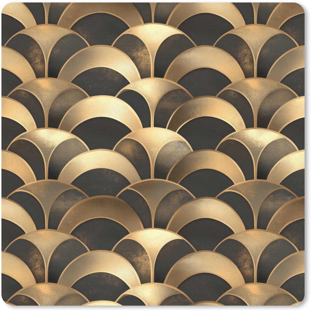 Muismat 20x20 cm - Mousepad Schubben - Structuur - Goud - Muismatten