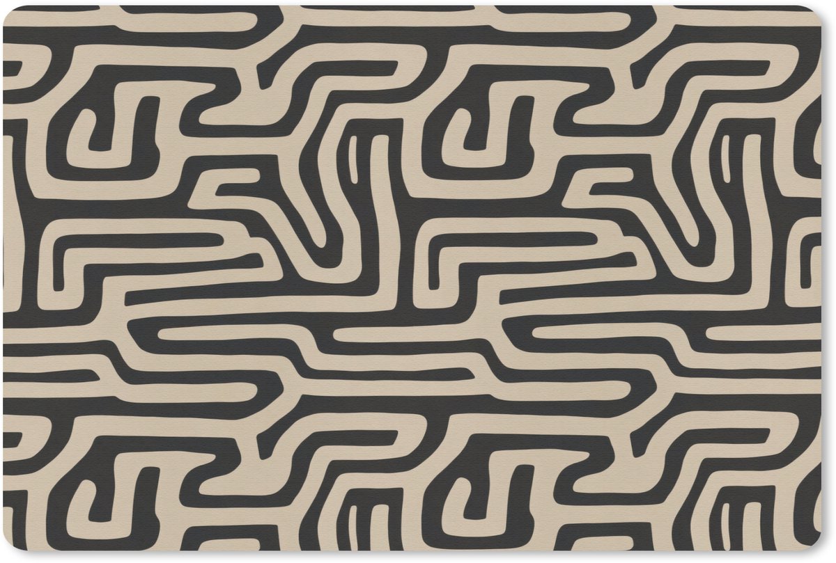 Muismat 13x8 cm - Mousepad Grafisch - Lijnen - Zwart - Muismatten