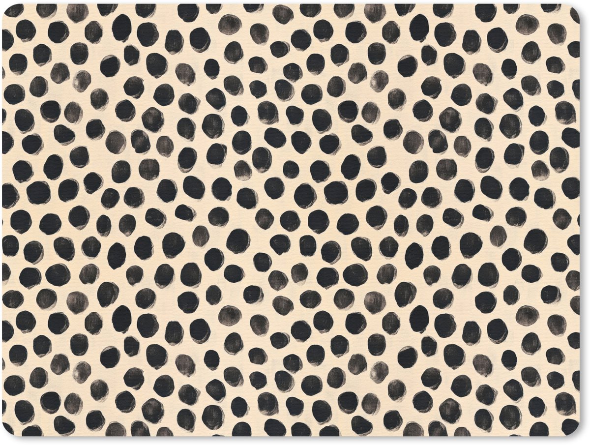 Muismat 12x10 cm - Mousepad Stippen - Patroon - Zwart - Muismatten