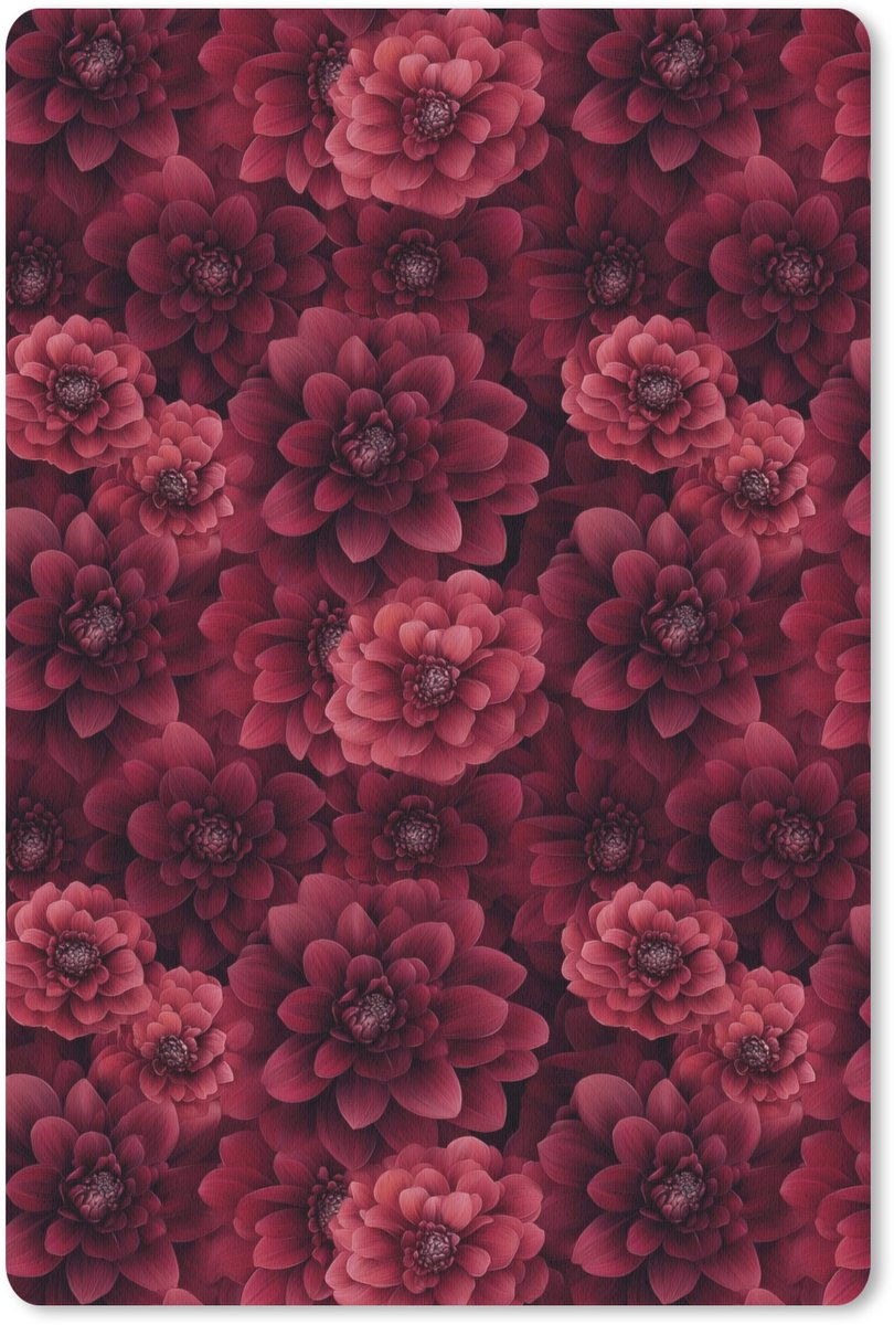 Muismat 13x20 cm - Mousepad Dahlias - Bloemen - Rood - Muismatten