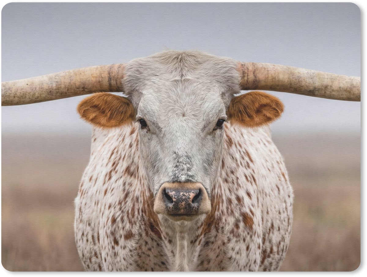 Muismat 12x10 cm - Mousepad Longhorn - Grasveld - Dier - Muismatten