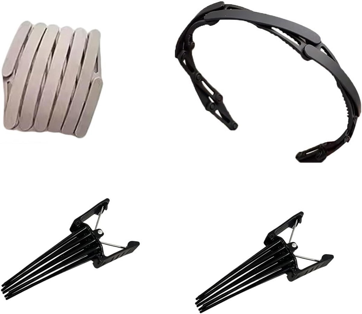 Vouwbare Haarbanden in Zwart voor Dames en Heren - Puffy Haarclips en Duck Bill Klemmen voor Haarstyling