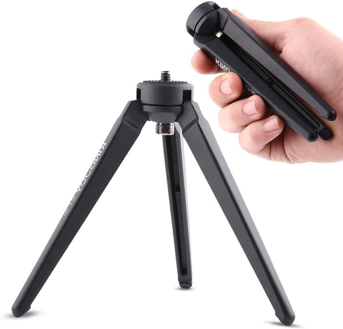 Mini Statief - Camera Standaard - Fotografie - 2-in-1 Handgreep - 13.5 cm - Zwart