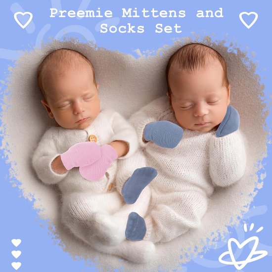 Baby Wanten en Sokken - Baby Accessoires Set - Baby Comfort - Zonder Krassen - 0-3 Maanden - Klassieke Kleuren — afbeelding 4