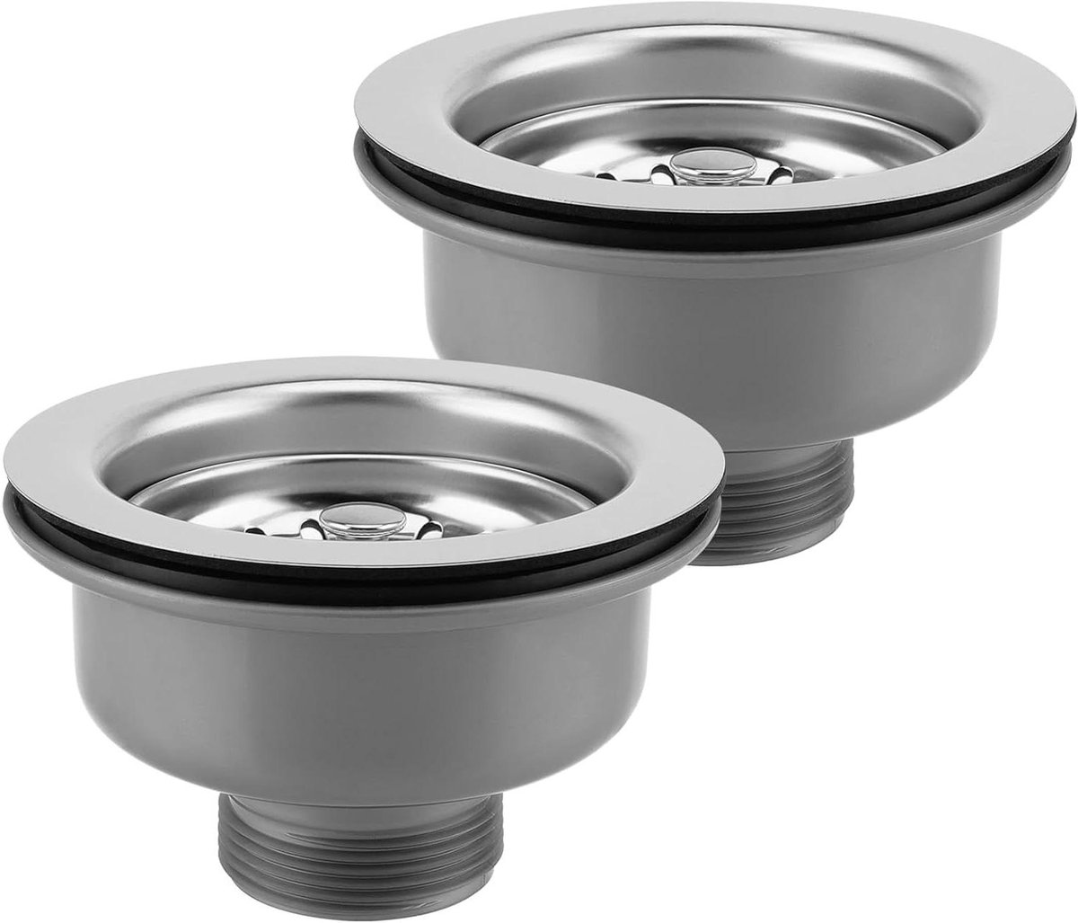 Afvalset met Overloop - Spoelbak Zeef - Keuken Afvoer - Roestvrijstalen Mandzeef - 110 mm - Zilver