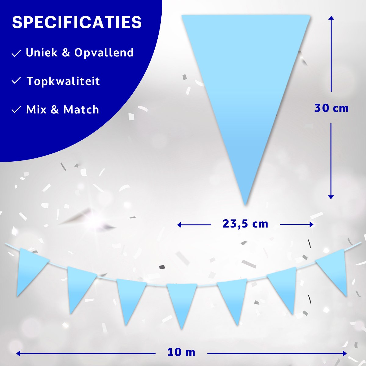 BTH - Slingers - Licht Blauw - Slingers Verjaardag - Vlaggenlijn - Verjaardag Versiering - Gender Reveal - Vlaggetjes — afbeelding 2