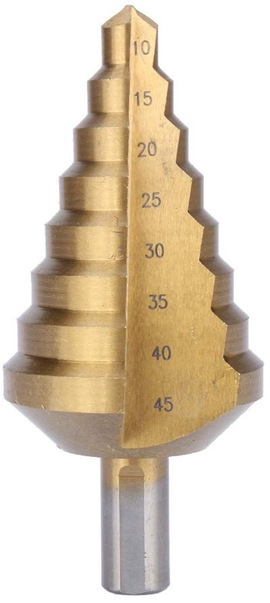 VT Goods - Pagoda Step Drill - 10-45mm - Geschikt voor metaalbewerking - Coated - Perfect voor klussen - Ideaal voor thuisgebruik - Multifunctioneel
