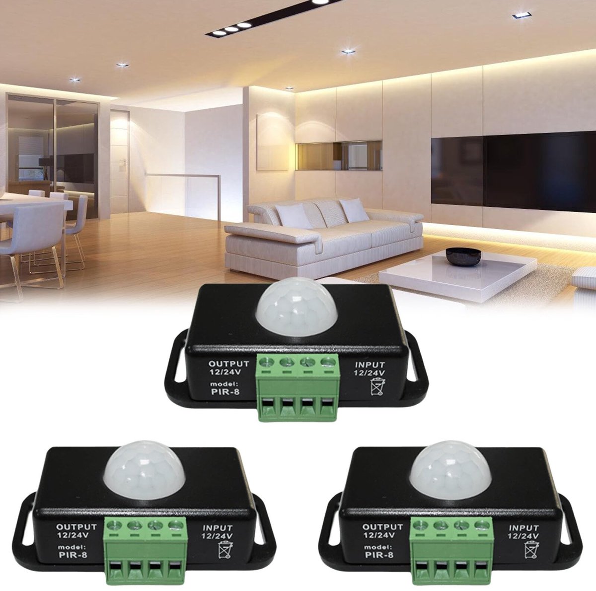 Vt products - Led-bewegingsmelder - Infrarood sensor - Automatische schakelaar - Zwart - Geschikt voor ledstrips - Mini-lichaam sensor - Energiezuinig