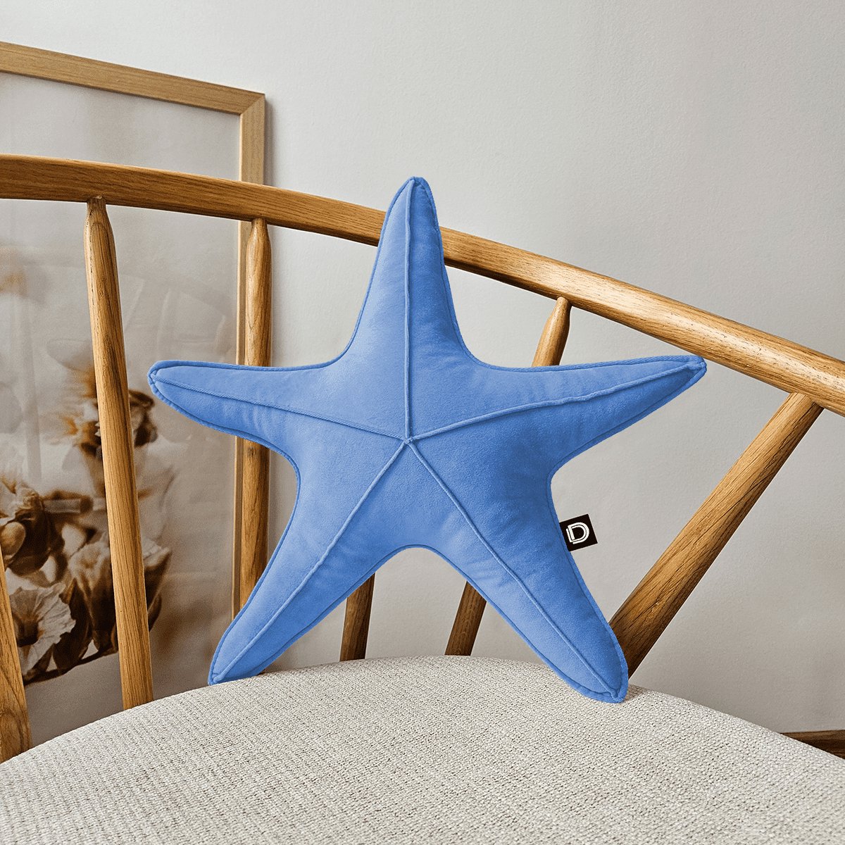 Decordruk VELVET - Sierkussen - Stervorm - Niebieski - Velvet Stof