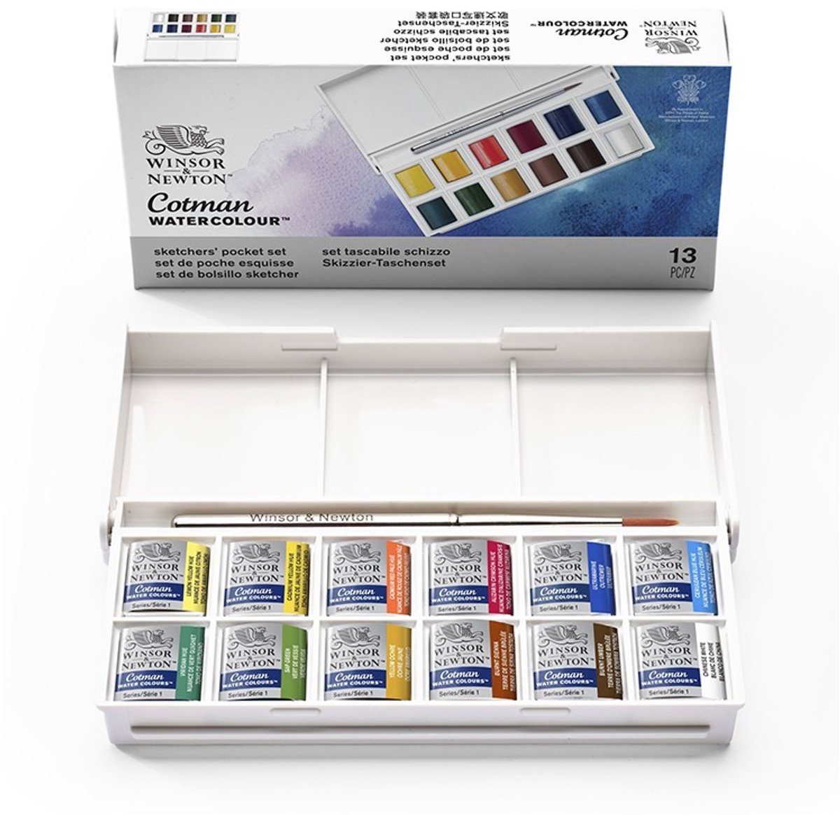 Winsor & Newton 0390640 Cotman Aquarelverf Set – Sketchers’ Pocket Set – 12 Kleuren Waterverf – Compact Aquarelset met Reis Penseel — afbeelding 12