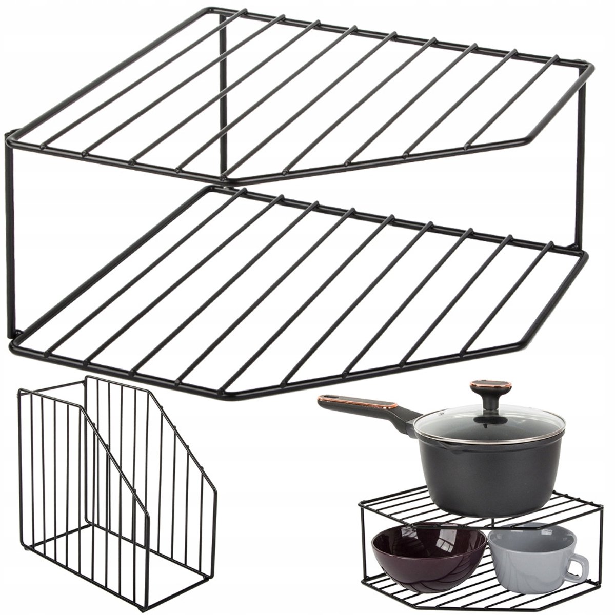 Keukenrek - Bordenrek hoekkast - Servies - Badkamerrek - Metaal - Zwart
