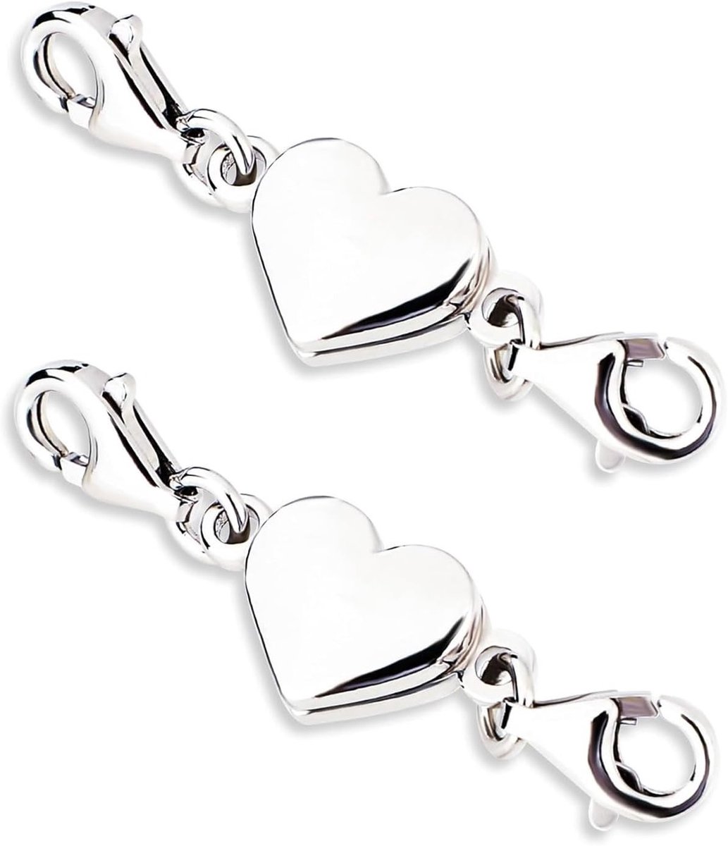 Hartvormige Ketting met Magnetische Sluiting - Sterling Zilveren Armband Sluiting voor Kettingen en Armbanden - DIY Sieraden Maken Accessoires voor Creatieve Projecten