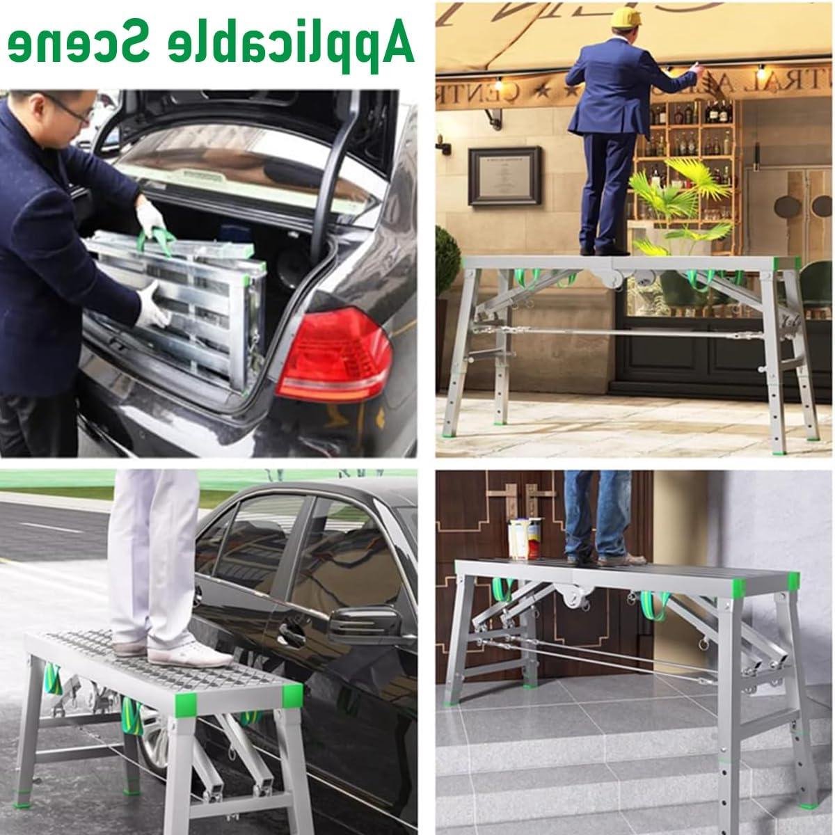 Verstelbare Steiger - Werkplatform Ladder - Klus Klussen - Opvouwbaar Staal - 100-160 cm - Zilver