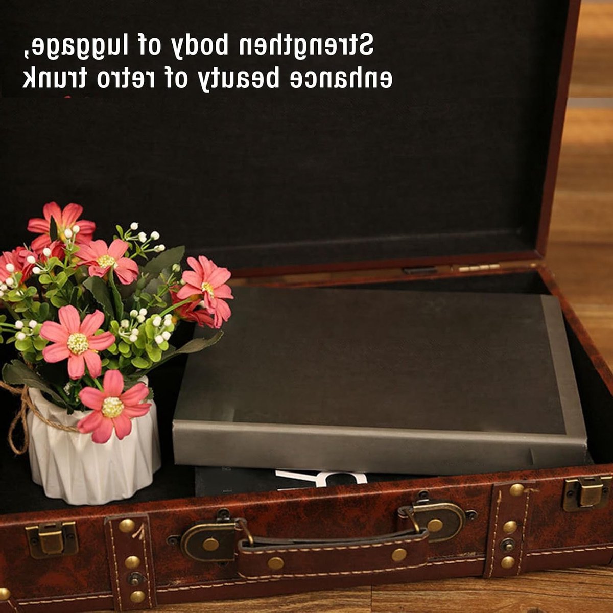 Kleine Vintage Leren Reis Koffer met Aluminium Slot, Ideaal voor Weekendtrips, Draagtas voor Mannen en Vrouwen, Decoratieve Koffer in Bruin