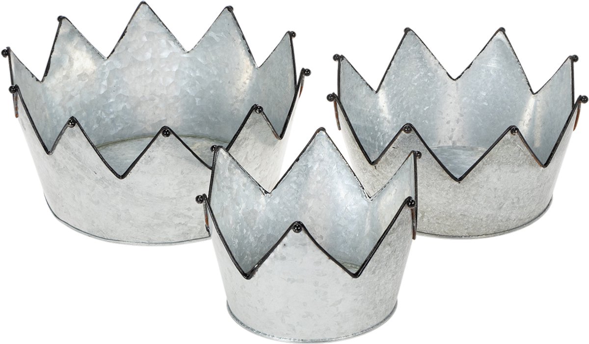 Sierschaal metalen schaal kroon Ø26.5/22.5/19cm set van 3