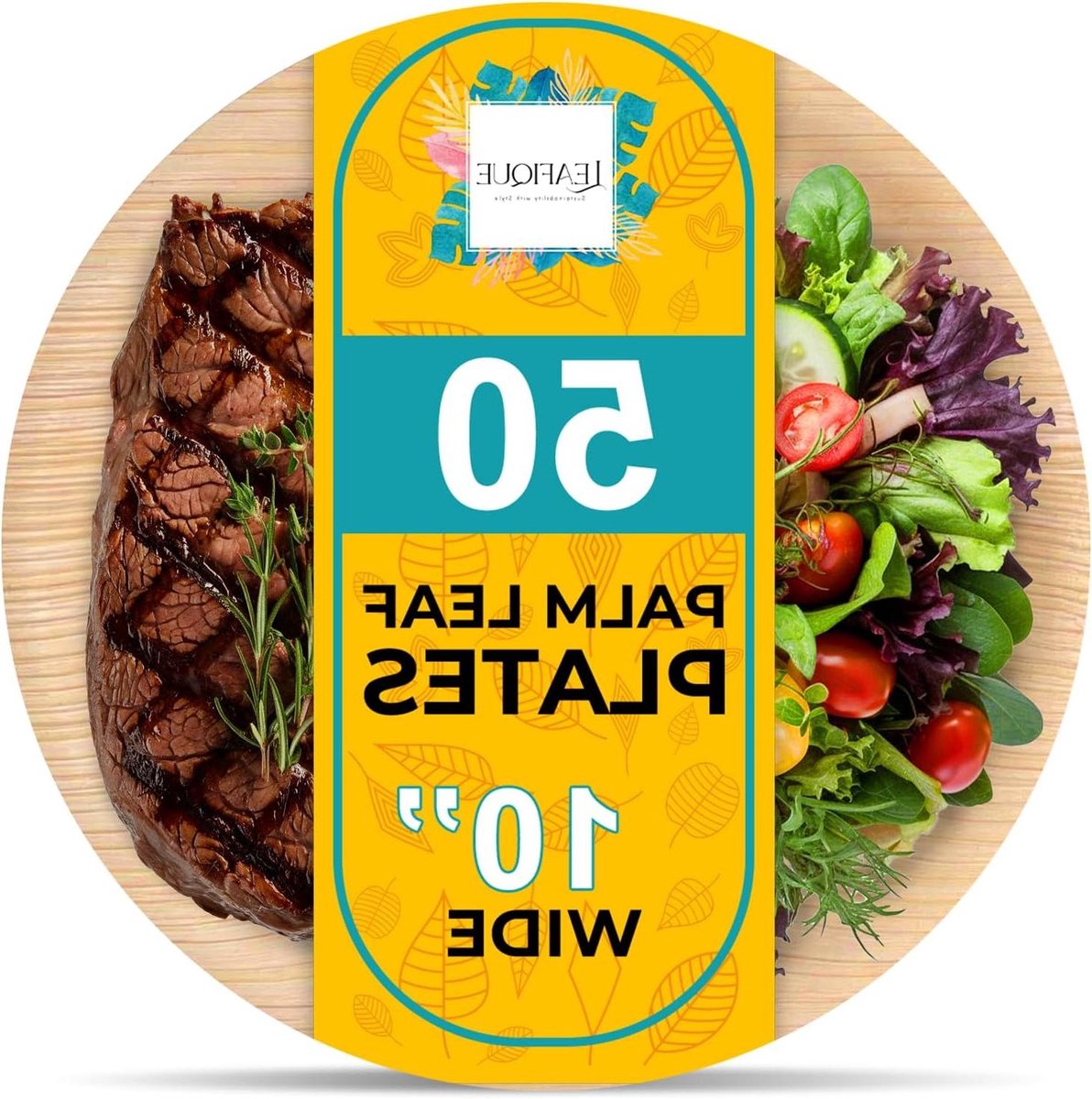 Palmblad Borden - Blad Schotels - Feestelijk Dineren - 100% Natuurlijk - 25 cm Rond - Natuurlijk