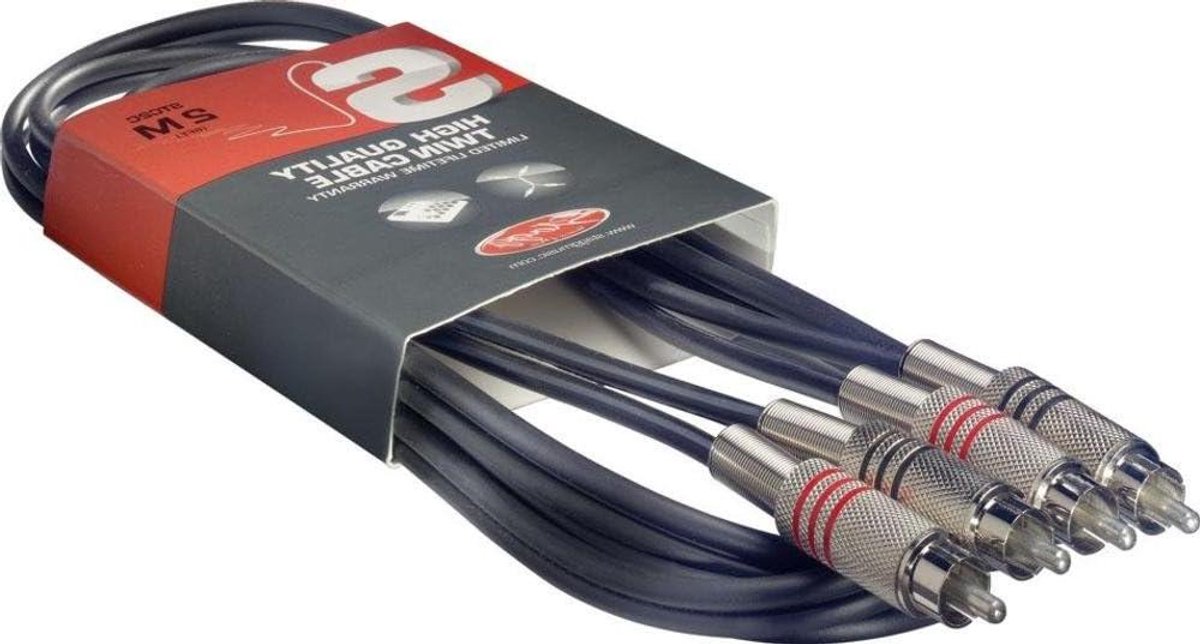 Geluids kabel - RCA kabel - Muziek afspelen - Hoge kwaliteit S-serie - 1 meter - Zwart