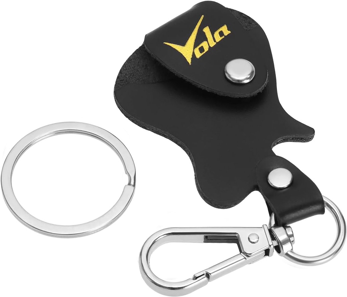 Houder voor plectrums - leren pickhouder - sleutelhanger - opbergcase - bruin - picks opslag