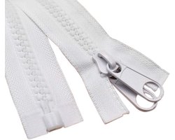 Grote Kunststof Ritssluiting - Deelbare Rits - Tent Reparatie - Dubbele Schuiver - 213 cm - Wit