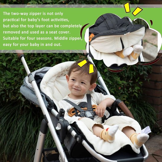 Winter Voetenzak - Baby Bunting Bag - Kinderwagen Warm Houden - Waterdicht Winddicht Materiaal - 978x495 cm - Grijs — afbeelding 2