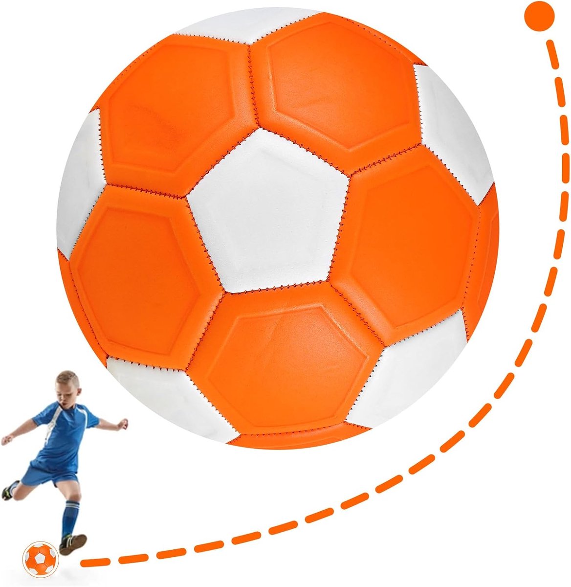 Gebogen Voetbal - Maat 4 - Swerve Voetbal - Oranje - Geschikt voor Kinderen Jongeren en Tuinspellen