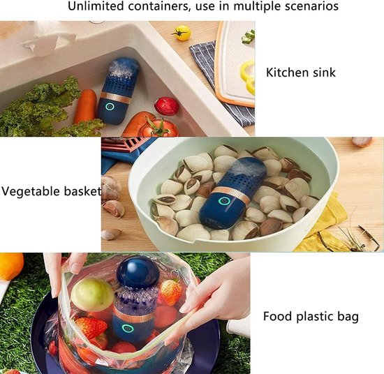 Jhubersproducts - Fruit- en groentewasmachine - Draagbaar - USB-oplaadbaar - Verwijdert pesticiden - Handig voor fruit en groenten - Voor een gezonder van Merkloos — afbeelding 4
