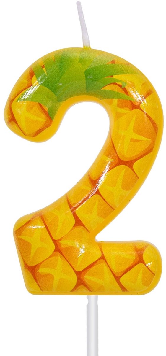 Livia home - Ananas Verjaardagsnummerkaars - Taartdecoratie - Geel - Fruitthema - Jubileumviering - Geschikt voor Verjaardagsfeest - 5,9 cm