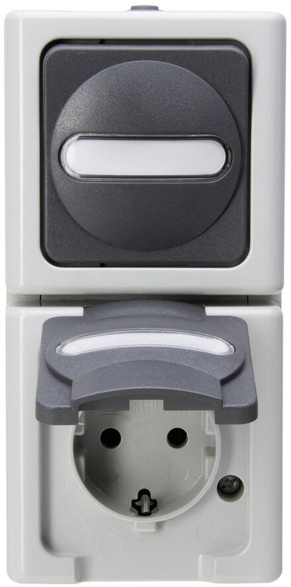 Kopp 130856009 BlueElectric Compleet Schakel-/stopcontact combinatie spatwaterdicht Grijs 1 stuks 1 stuk(s)