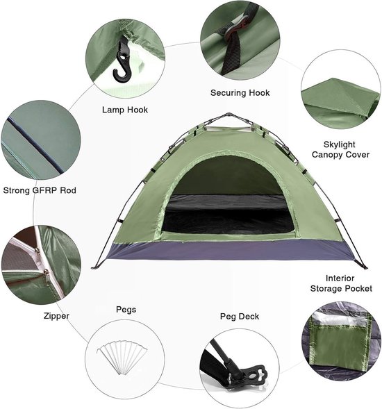 MKSS® 2 Persoons Tent - Trekking Tent - Campingtent van Merkloos — afbeelding 5