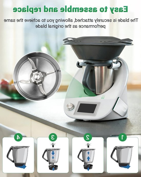 Vervangingsmes voor Thermomix TM6, hoogwaardig roestvrijstalen mes voor mixen, hakken en pureren van ingrediënten, ideaal voor keukenaccessoires en eenvoudig schoon te maken — afbeelding 4