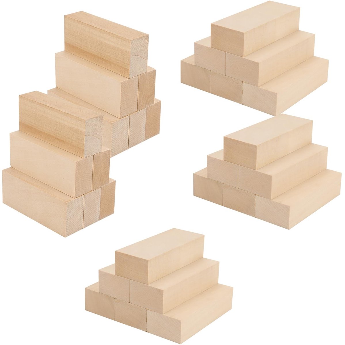 Jhubersproducts - Grashoutsnijblokken - Natuurlijke houtblokken - 30 stuks - 10 x 4 x 2,5 cm - Knutselen en DIY - Perfect voor hobbyisten - Onbehandel