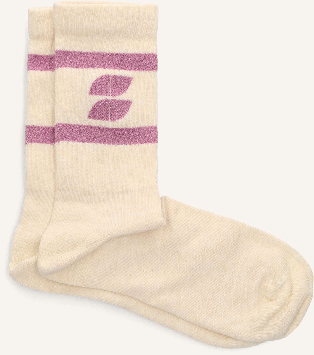 By-Bar Logo Sparkle Oyster Sock Beenmode Dames - Ecru - Maat ONESIZE