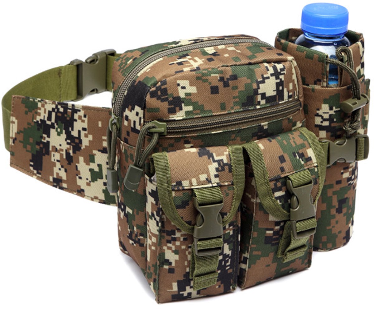 VHV - Heuptas - Tactische heuptas - Heuptas met fleshouder - Waterdicht - Verstelbaar - Voor wandelen, hardlopen en outdoor - Camouflage