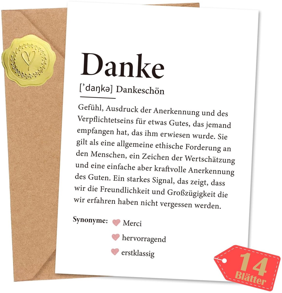 Jhubersproducts - Bedankkaarten - Bedankjes voor vrienden - Set van 14 stuks - Inclusief enveloppen en stickers - Dankbaarheid uiten - Geschikt voor c