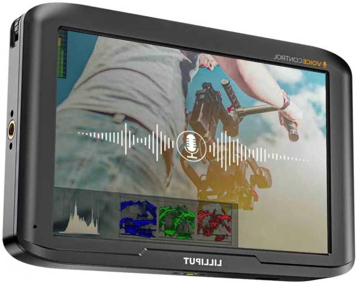 7" 4K HDMI Camera Monitor met Stemcontrole, 1920×1200 FHD, HDR, 3D-LUT, Waveform, Valse Kleur en Peaking voor DSLR en Mirrorless Camera's