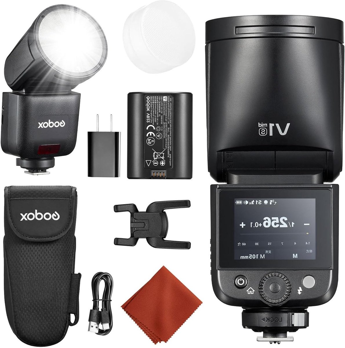 TTL Blitz voor Sony met ronde kop, 55Ws, 2.4G HSS, kleurendisplay en USB-C batterij, ideaal voor fotografie