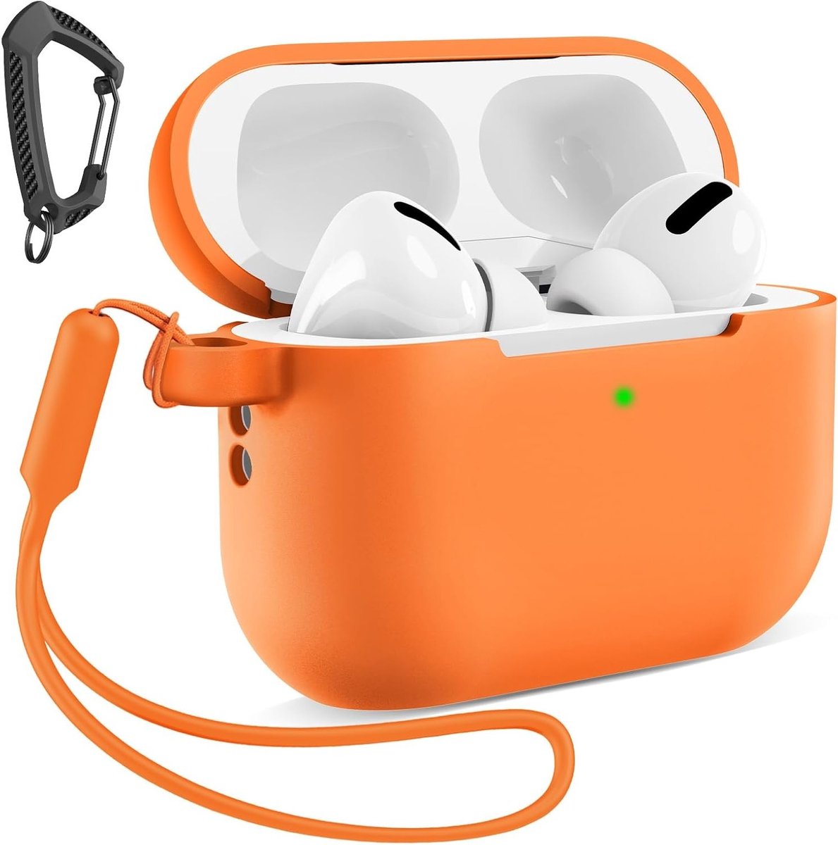 Draagbare silicone hoes voor AirPods Pro 3 met sleutelhanger, beschermende case in oranje kleur voor optimale bescherming en stijl